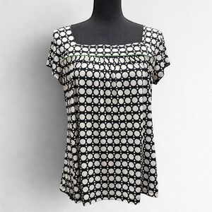 Vtg Y2k Babydoll Susan Lawrence Polka Dot Square Neck Short‎ Sleeve Top Size L